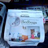 photo of a newspaper with headline of bed bug infestation