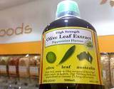 photo of a bottle of olive leaf extract