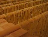 pasta noodles drying on rack for cooking pasta