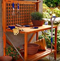 A wooden planting station for your herb garden