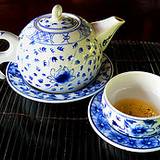 photo of a beautiful tea set serving fennel tea